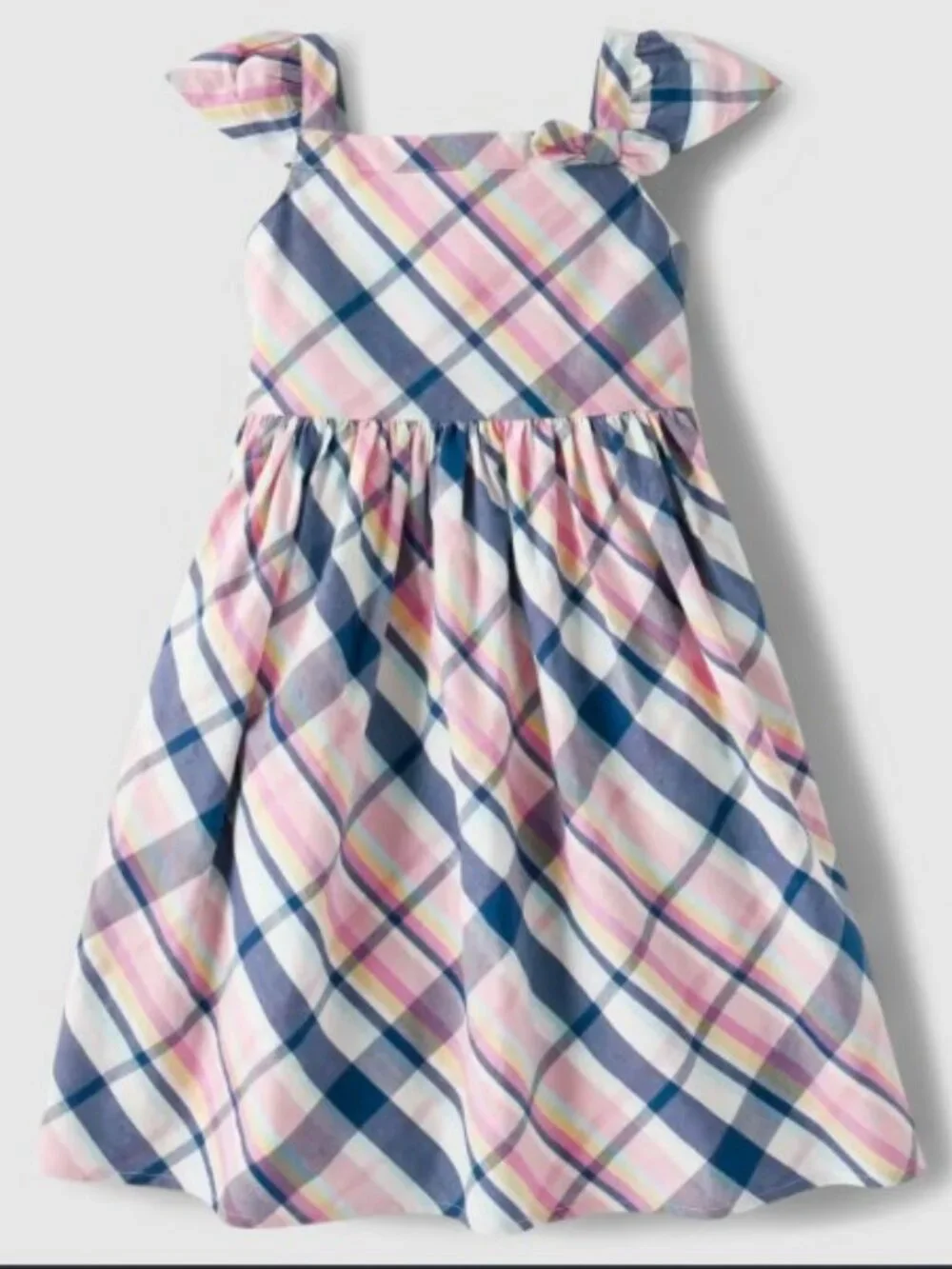Gymboree Girls 5T Pink Blue Pastel Plaid Short Sleeve Spring Celebrations Dress
